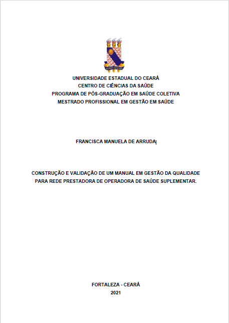 2023 | 2° - Construção e validação de um manual em gestão da qualidade para rede prestadora de operadora de saúde suplementar